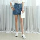 Petite Size - Pocket Denim Miniskirt