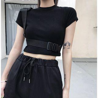 Short-sleeve Buckled Strap T-shirt