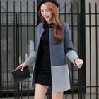Open Front Two-tone Wool Coat