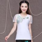 Embroidered Panel Short-sleeve T-shirt