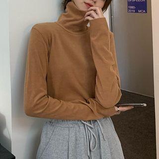 Plain Long Sleeve Turtle Neck T-shirt