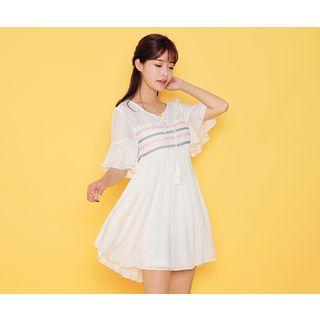 Tie-front Linen Blend Dress