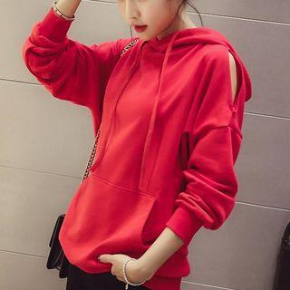 Cut Out Shoulder Hoodie