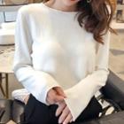 Long-sleeve Round Neck Plain Loose Fit Sweater