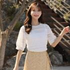 Round-neck See-through Lace Top