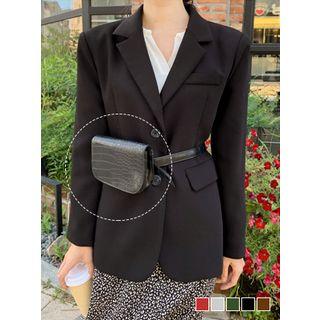 Flap Croc-grain Belt Bag
