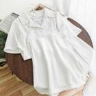 Set: Short-sleeve Open-collar Shirt + A-line Skirt