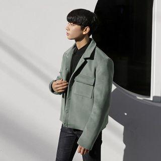 Snap-button Wool Blend Jacket