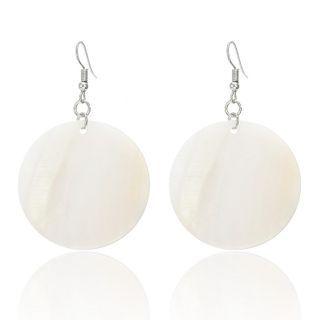 Disc Shell Dangle Earring 1 Pair - Ez61 - White - One Size