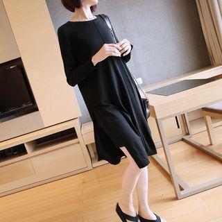 Long-sleeve Plain Loose-fit A-line Dress