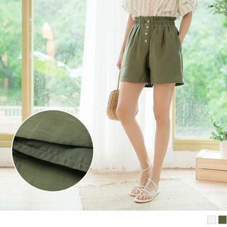 High-waist Frilled Buttoned Shorts