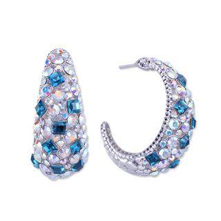 Swarovski Elements Crystal Open Hoop Earring 1 Pair - Blue - One Size
