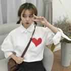 Heart Embroidered 3/4 Sleeve Shirt