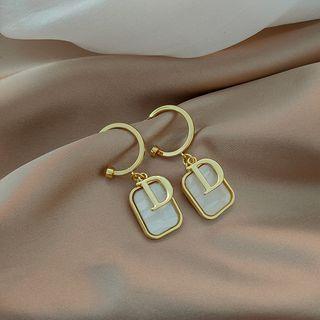 Sterling Silver Letter Drop Earring 1 Pair - Gold - One Size