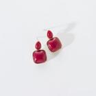 Glaze Square Dangle Earring 1 Pair - Wine Red - One Size