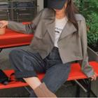 Double-breasted Faux-leather Cropped Jacket