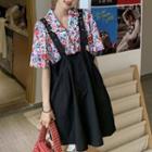 Short-sleeve Floral Shirt / Suspender Shorts
