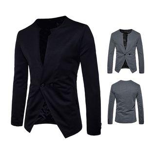 Plain Double-breasted Blazer