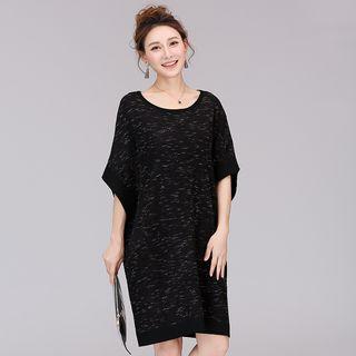 Melange Elbow Sleeve Dress
