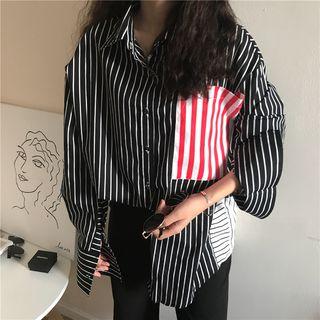 Color Block Striped Long-sleeve Shirt