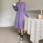 Drawcord-waist Midi Sweatshirt Dress