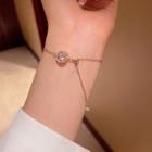 Faux Crystal Faux Pearl Stainless Steel Bracelet Gold - One Size