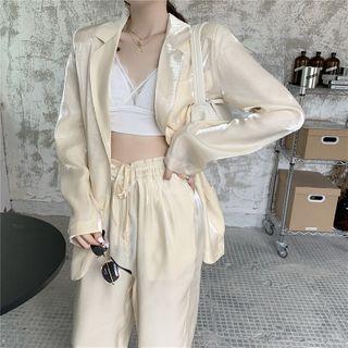Plain Loose-fit Light Blazer / Loose-fit Pants