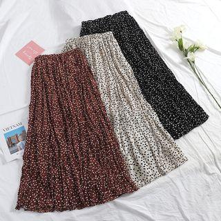 Ruched Print Midi A-line Skirt