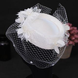 Wedding Flower Mesh Fascinator Hat White - One Size
