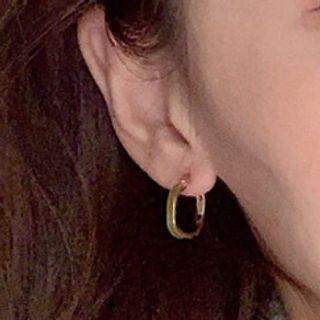 Glaze Open Hoop Earring 1 Pair - Avocado Green & Gold - One Size