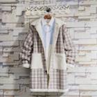 Fleece-lined Plaid Button Coat