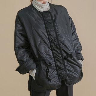 Drawcord Quilted Zip Jacket