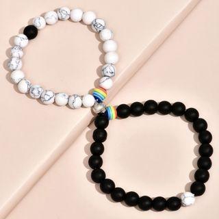 Rainbow Marble Print Bead Bracelet