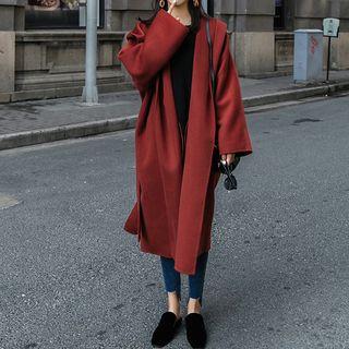 Hooded Coat With Sash