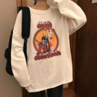 Cartoon Print Long-sleeve T-shirt White - One Size