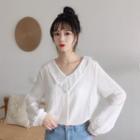 Asymmetric Collared Button-down Blouse