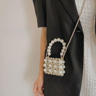Faux Pearl Top Handle Crossbody Bag Pearl White - One Size