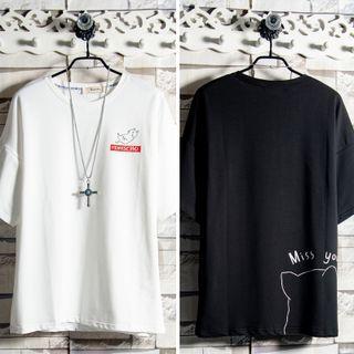 Elbow-sleeve Print T-shirt / Set