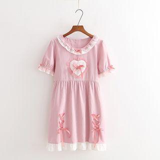 Short-sleeve Frill-trim Dress