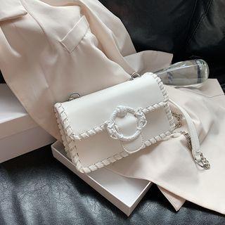 Braided Trim Buckled Crossbody Bag