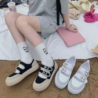 Two-tone Adhesive Tab Mary Jane Shoes