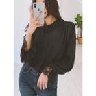 Tall Size Lace-trim Bell-sleeve Blouse
