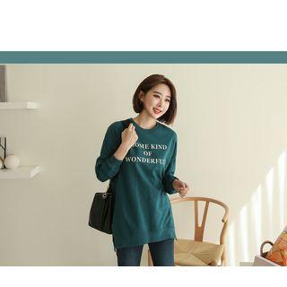 Set Of 2: Letter-printed Slit-side Sweatshirt