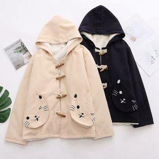 Hooded Embroidered Toggle Jacket