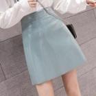 Patent High-waist A-line Skirt