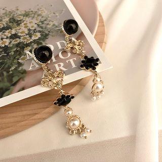 Faux Pearl Gemstone Dangle Earring 1 Pair - Gold - One Size