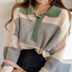 Color Block Sweater Gray & Almond - One Size