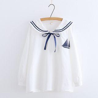 3/4-sleeve Sailor Collar Top