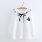 3/4-sleeve Sailor Collar Top