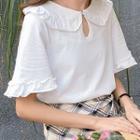 Collared Flared-sleeve T-shirt